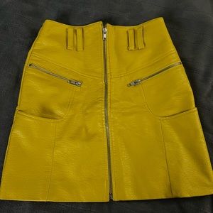 ASOS Faux Leather Yellow Skirt